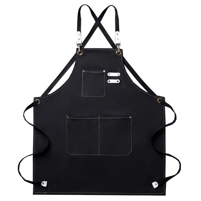 Thickened 100 Cotton Canvas Apron Waterproof Oil Household Black - Shop at LoveMi