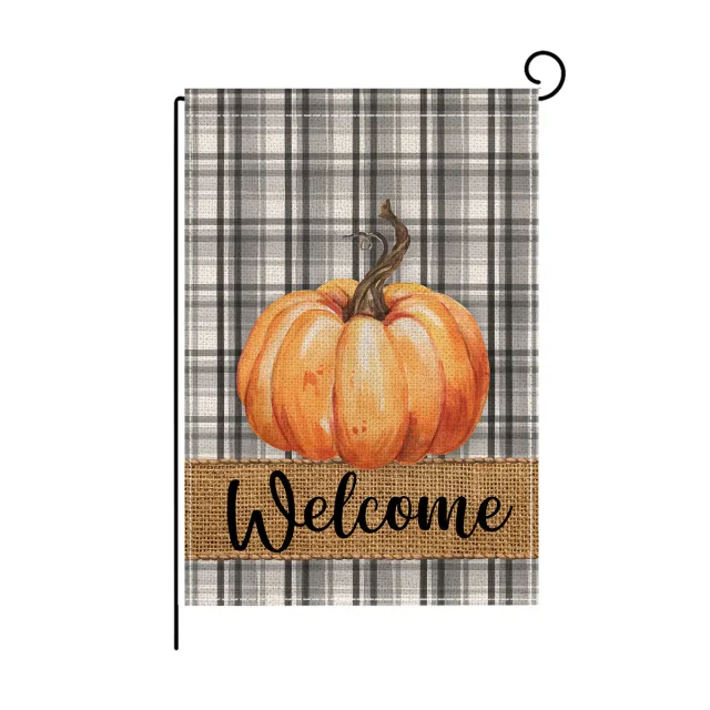 Linen Garden Banner Autumn Pumpkin Duplex Printing Courtyard Decoration Banneret Outdoor Flag Display H - Shop at LoveMi