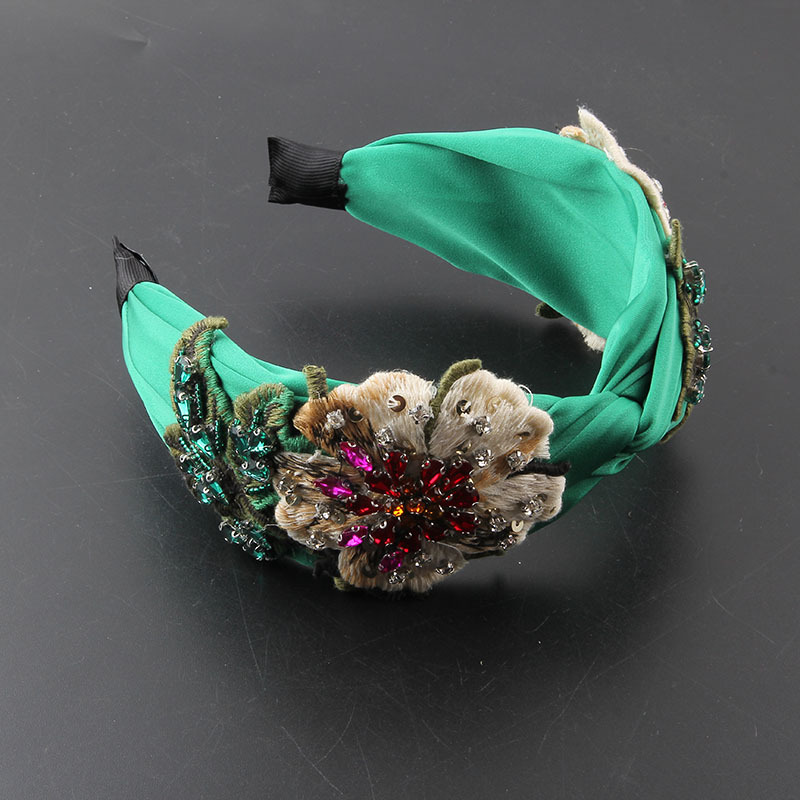 Fabric Wide-brimmed Fabric Diamond-embedded Flower Headband — foto 5