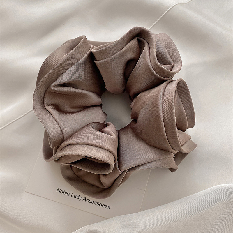 French Retro Wooden Ear Satin Large Intestine Hair Ring For Women Gray Purple - Shop at LoveMi