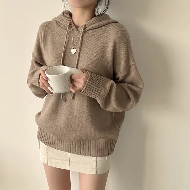 Korean Style Sweater Idle Style Solid Color Thick Long Sleeves Lantern Sleeve Sweater Khaki - Shop at LoveMi