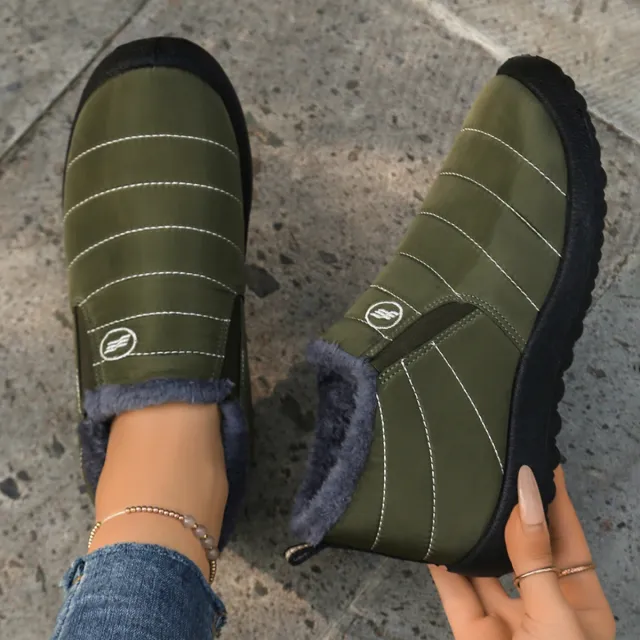 Plus Size Cotton Boots Fleece Lined Padded Warm Keeping Casual Shoes Green - Shop at LoveMi