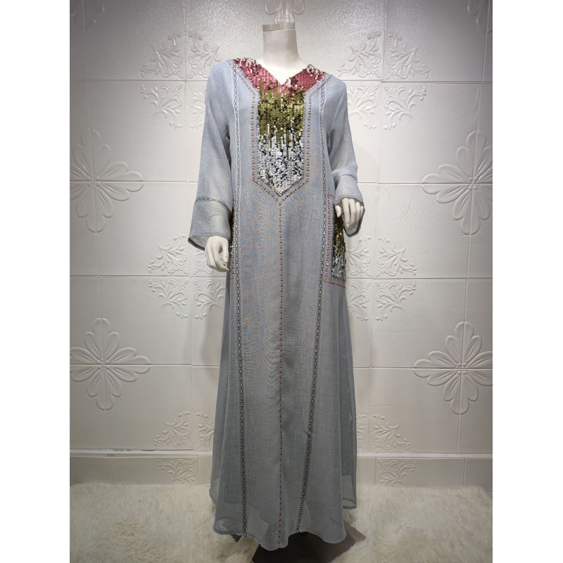 Sequin Embroidered V-Neck Long Dress, picture 12 of 12