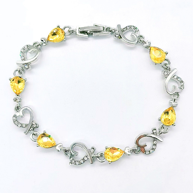 Hollow-out Elegant Flower Rhinestone-embedded Lady Bracelet
