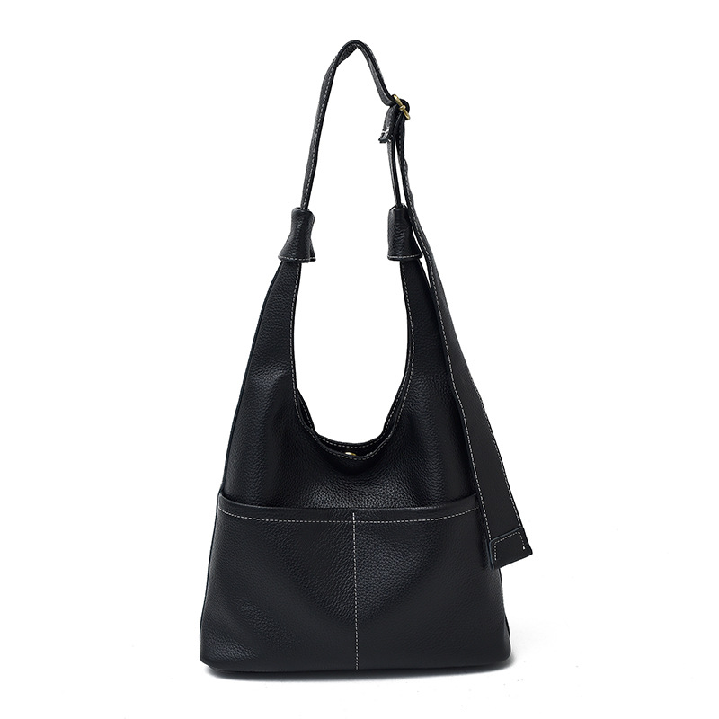 Leather Bucket Crossbody Bag