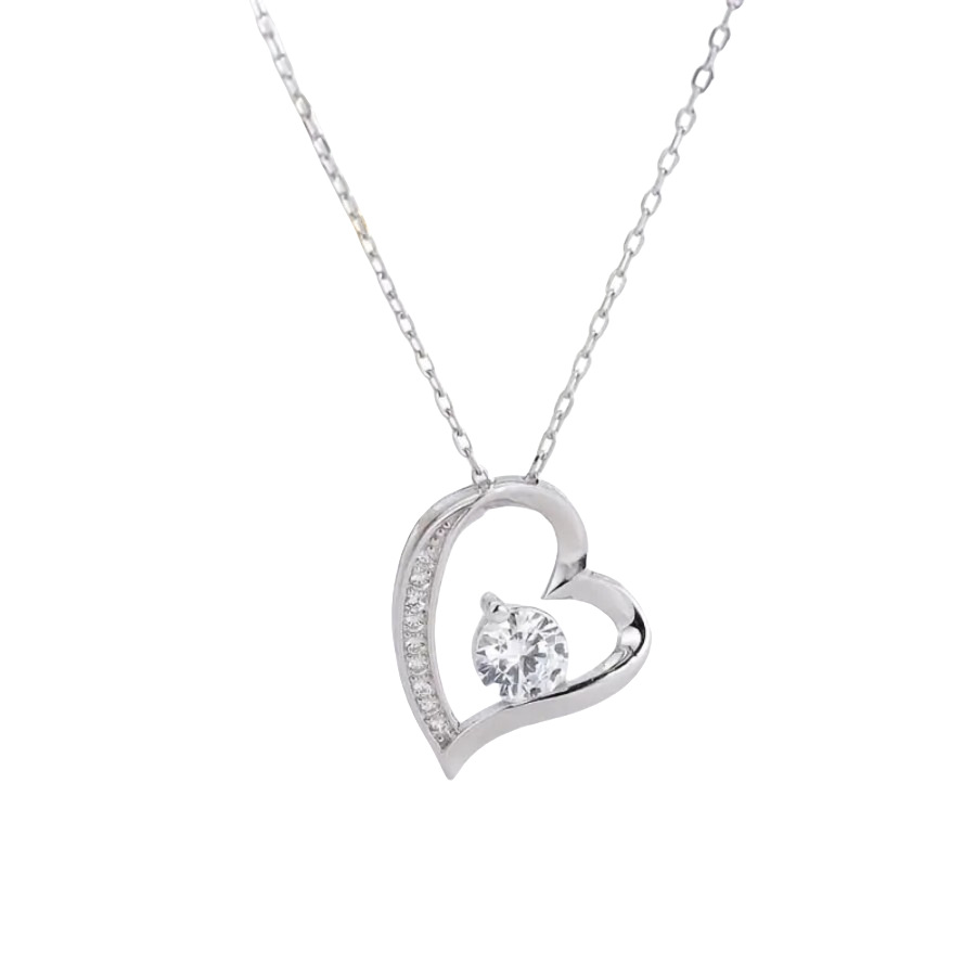 Stainless Steel Bracelet Hollowed Heart Shape Zircon Necklace
