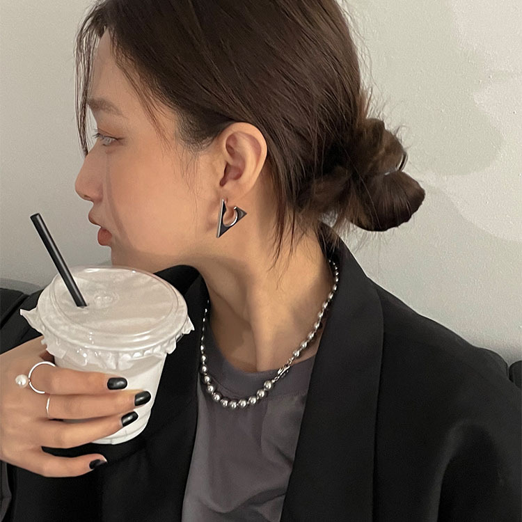 Fashion Personality Geometry Triangle Earrings Silver Pin Earrings