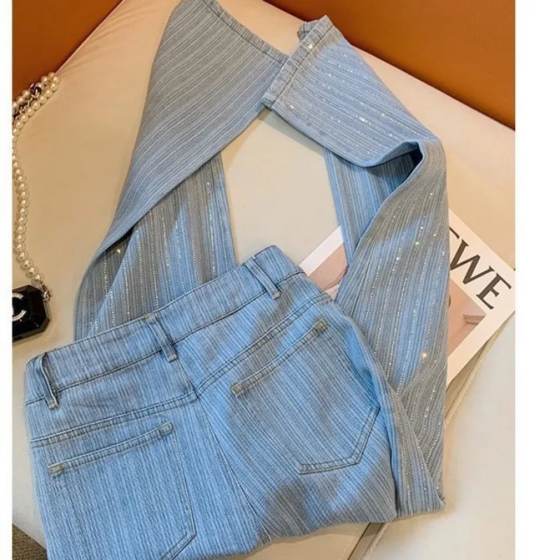 Light Blue Ins High Waist Jeans For Women - Blue