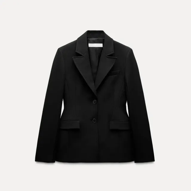 Women's Plus Size Suit Padded Shoulder Slim fit Black Button Coat Black - Shop at LoveMi