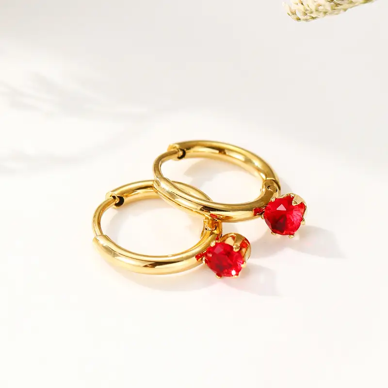 French Style Ear Clip Titanium Steel Zircon Earrings Retro High Sense