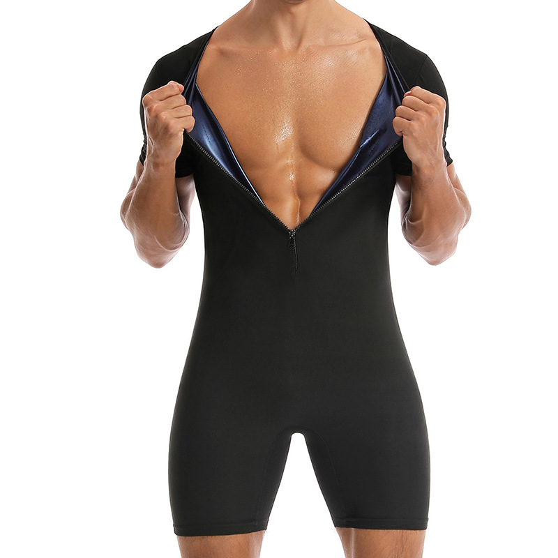 Zippered Short-Sleeve Cycling Fitness And Yoga Jumpsuit For Intense Sweating