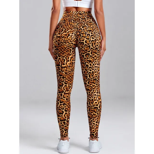 Polyester Women's Fashion Leopard Print Slim Fit Hip Raise Yoga Leggings Dance Pants Brown - Shop at LoveMi