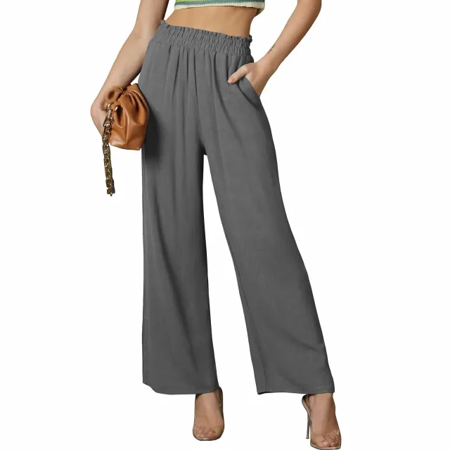Summer New Solid Color Loose Women's Casual Trousers Dark Gray - Shop at LoveMi