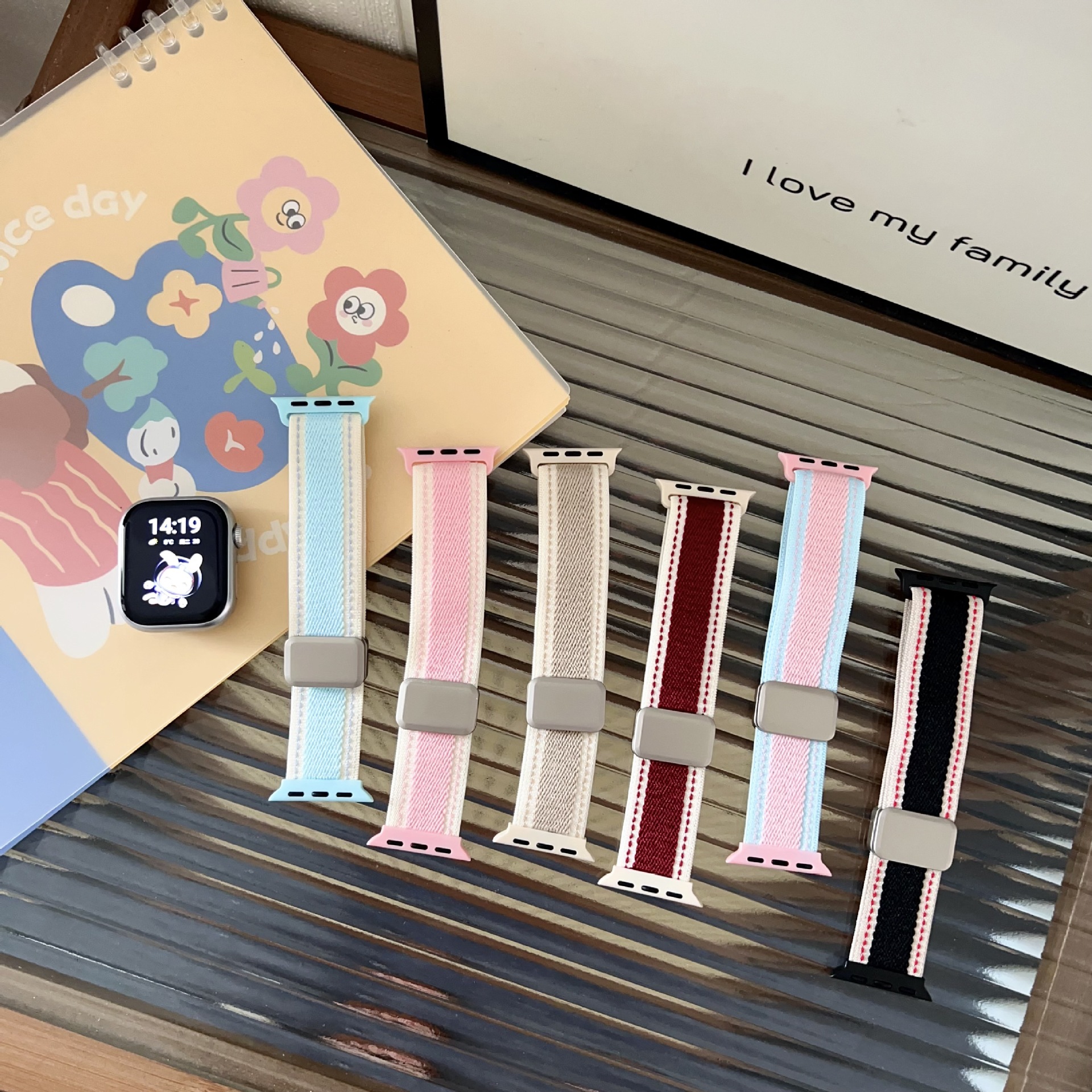 Nylon Stretch-knit Magnetic-clasp Watch Strap For Watches