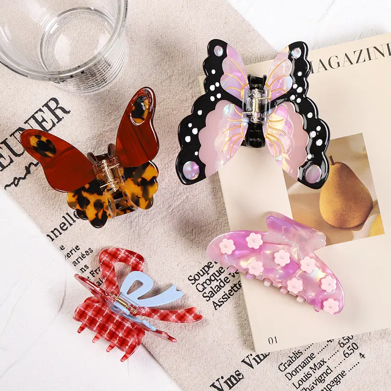 Hairclip Butterfly Acetic Acid Premium Grip Clip