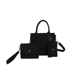 Felt Diamond Plaid Solid Color Portable Small Square Bag - Black - View 1