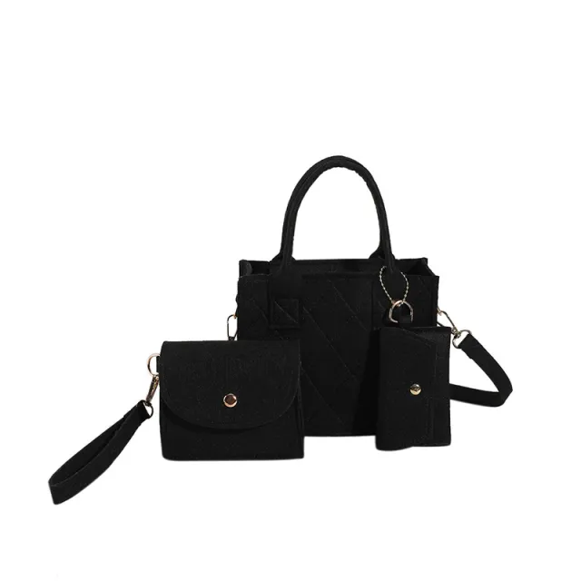 Felt Diamond Plaid Solid Color Portable Small Square Bag Black - Shop at LoveMi