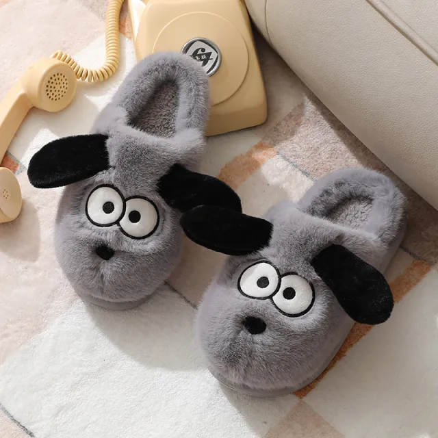 Cotton Slippers Female Cute Winter Indoor Gray - Shop at LoveMi