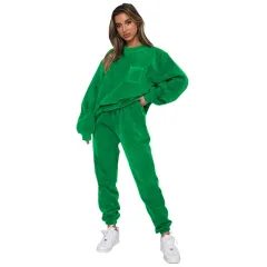 Long Sleeve Two-piece Set Fashion Suit Women - Green - View 1