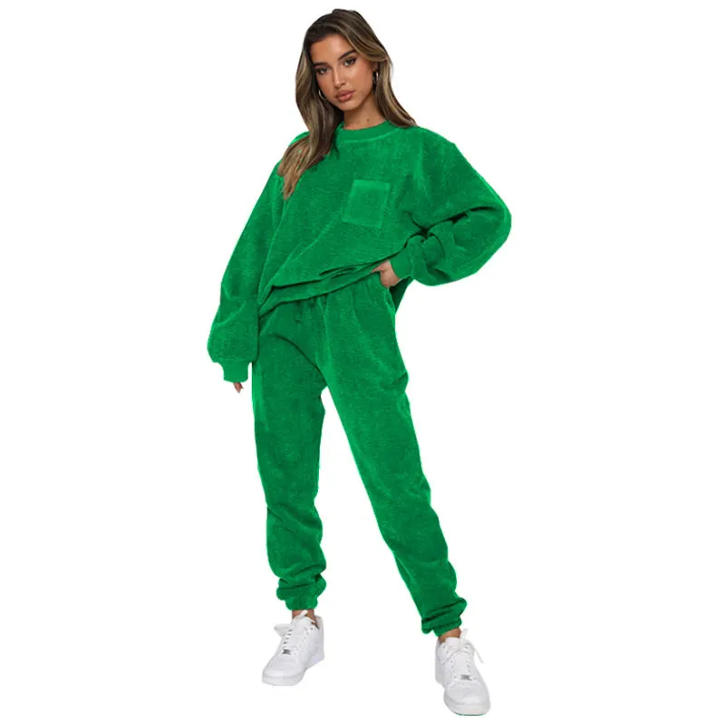 Long Sleeve Two-piece Set Fashion Suit Women - Green