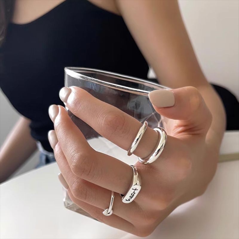 Letter Line Double-layer Ring Female Retro Fashion Elegance