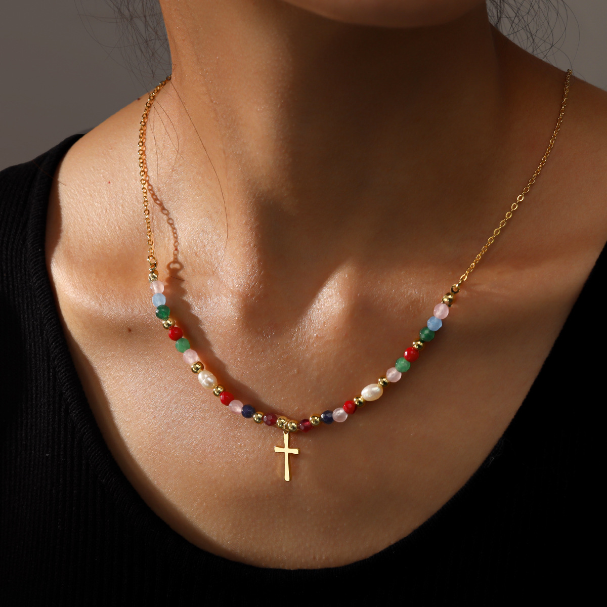 Cross Pendant Clavicle Chain Fashionable Minimalist Womens Jewelry
