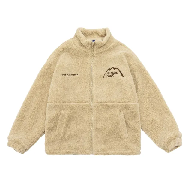 Thickening Stand Collar Lamb Wool Cotton padded Jacket Men's Embroidery Khaki - Shop at LoveMi