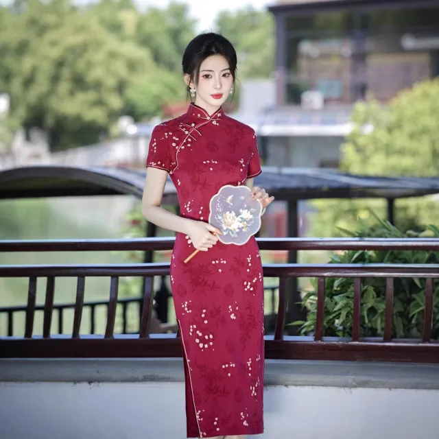 Womens Retro Floral Print Slub Linen Starry Night Mini Dress Red - Shop at LoveMi