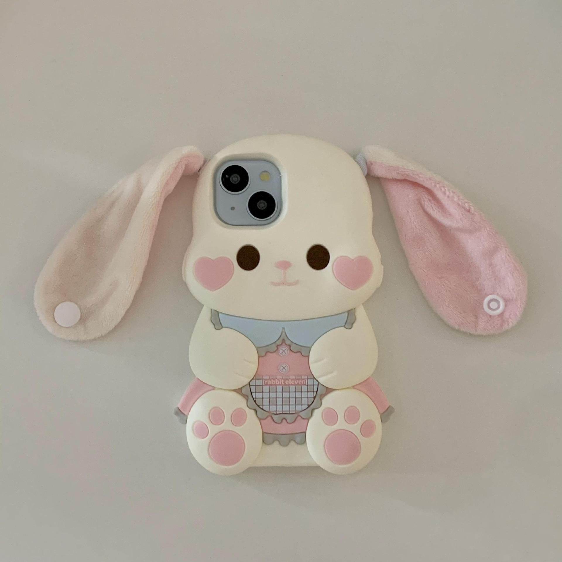 Plush Button Ear Cute Rabbit Phone Case Drop-resistant - Image 2