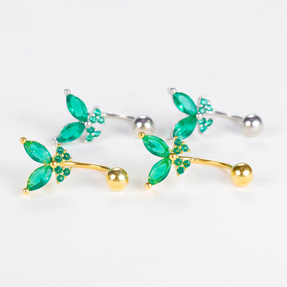 U-shaped Earrings Plated With Real Gold Butterfly Studs
