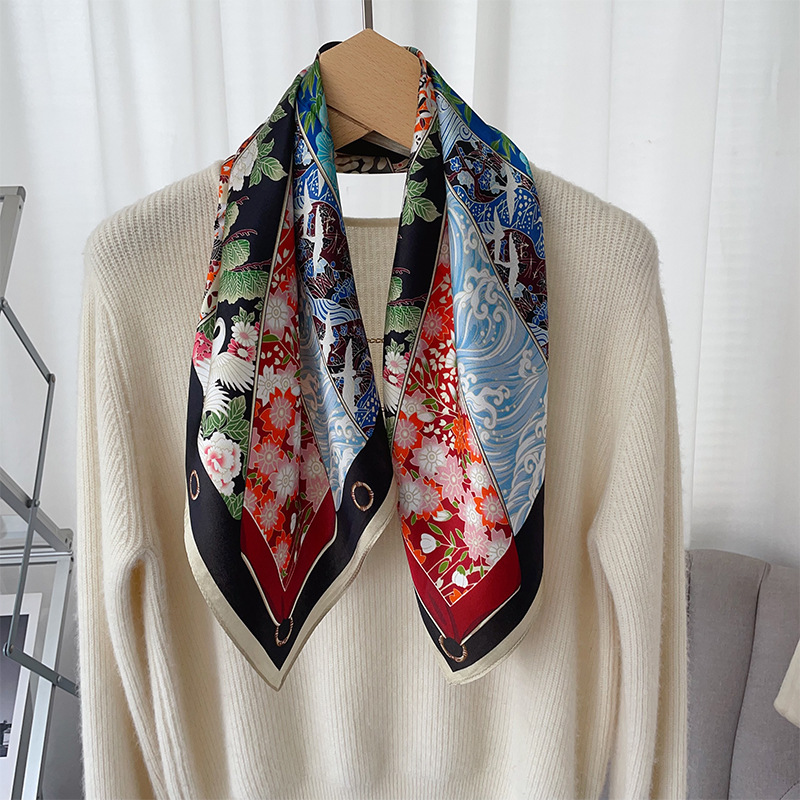 Pure Silk Square Scarf Colorful Large Wrap For Women Lightweight Multifunctional Shawl For Daily Wear 5