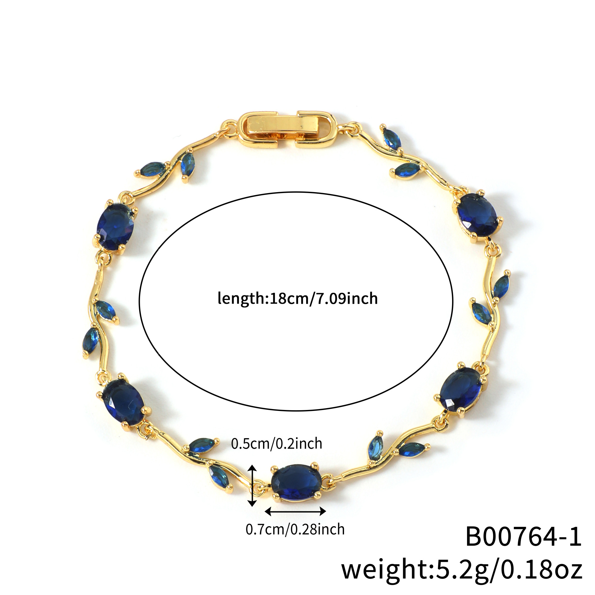 Womens Colorful Leaf Elliptical Geometric Zircon Bracelet