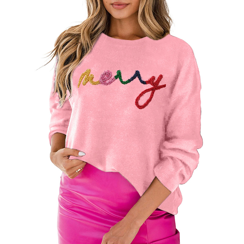 Women's Autumn Simple Loose Colored Letter Sweater