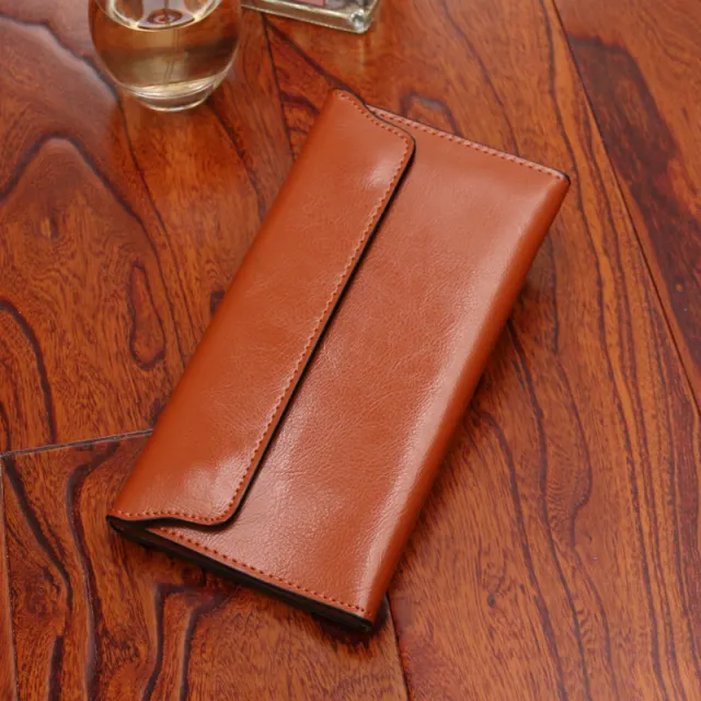 Leather Buckle Simple Business Cowhide Thin Wallet Card Khaki - Shop at LoveMi