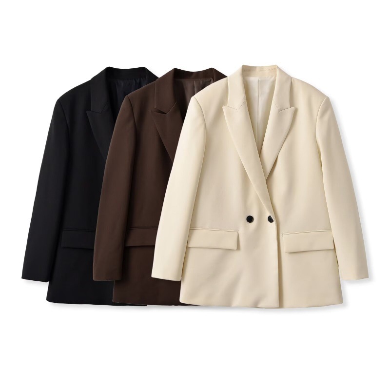 Women's Fall Lapels Loose Double Breasted Suit