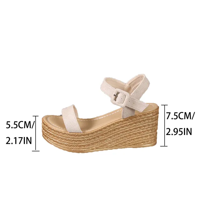 New Platform Platform Suede Women's Platform Wedge Platform Sandals Beige - Shop at LoveMi