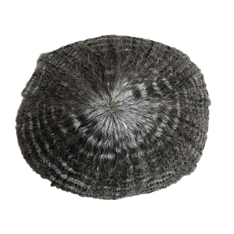 Real Human Hair Replacement Supplies Toupee 1 B50 Toothpick Curved Men's Biological Scalp — foto 8