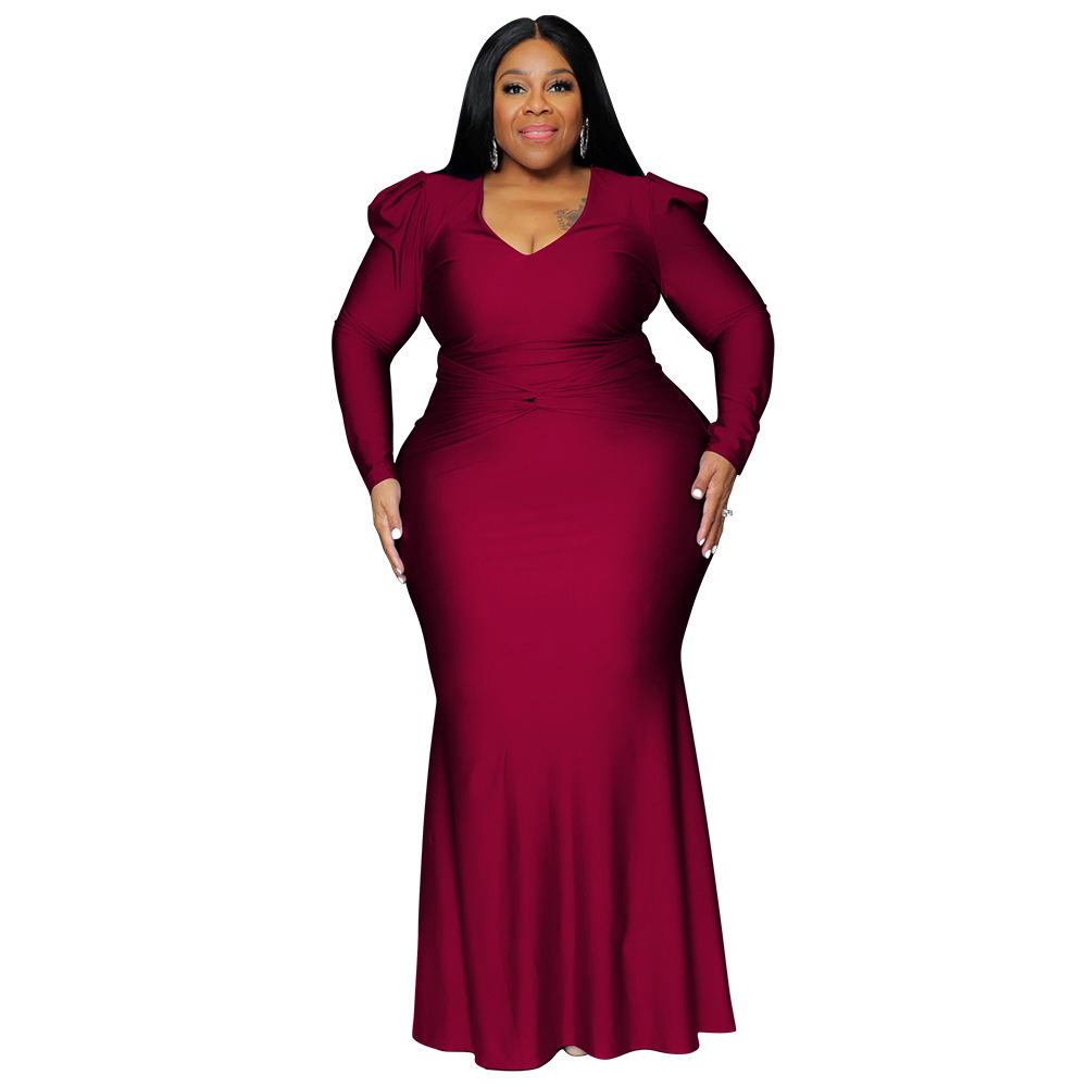 Sexy Nightclub Dress With A V neck And Solid Color Wine - Shop at LoveMi
