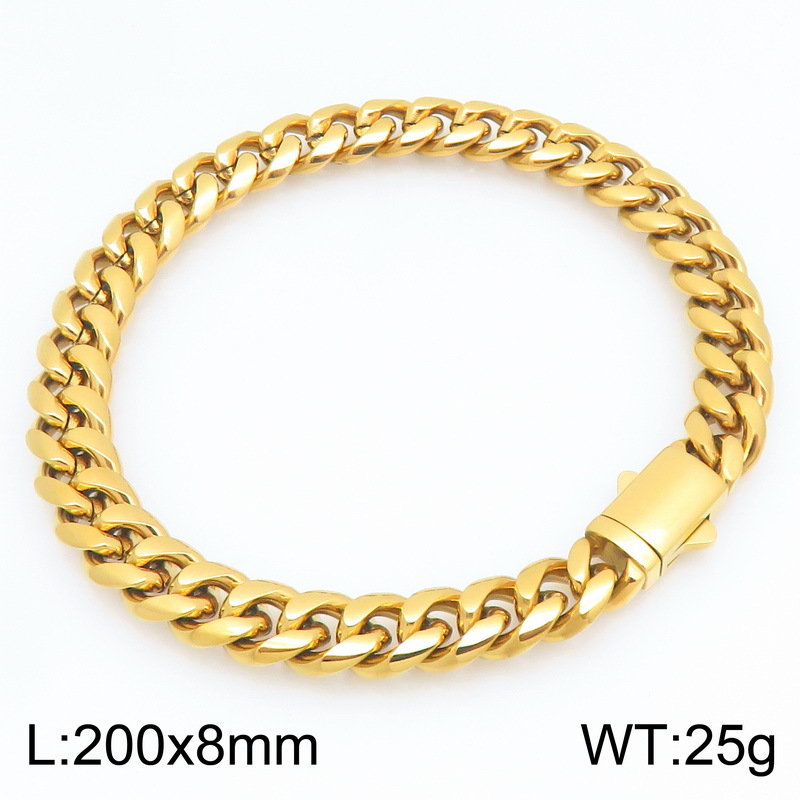 Fashionable And Minimalist Round-polished Cuban-link Bracelet For Men And Women