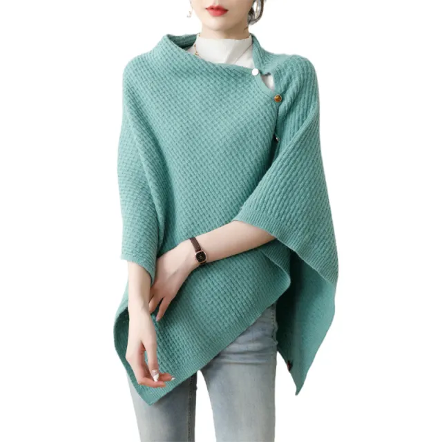 High end Knitted Cape And Shawl Spring Autumn Outerwear High end Blouse Green - Shop at LoveMi