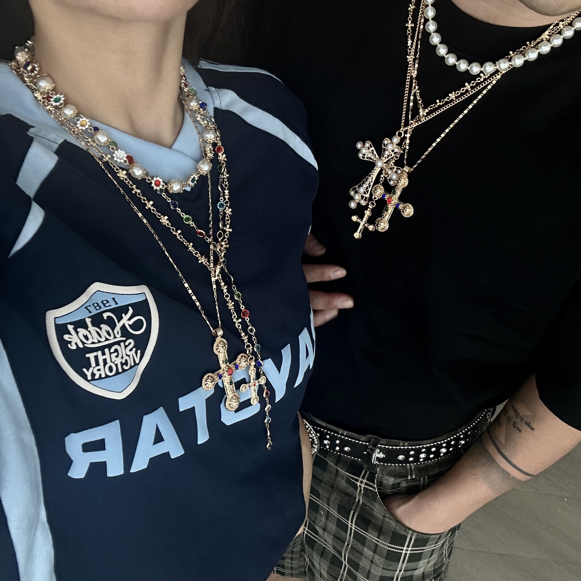 Light Luxury Pearl Cross Personalized All-match Necklace