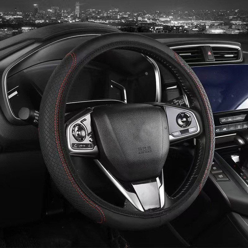 Car Steering Wheel Cover Fiber Leather Double Circle