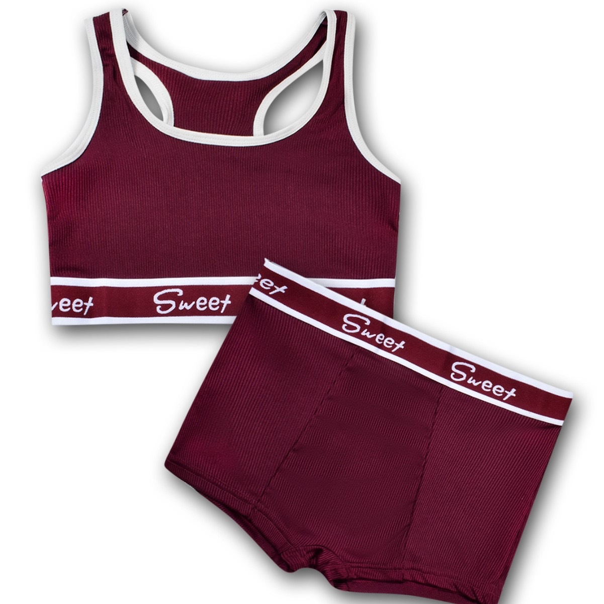 Cotton Wide-brimmed Letters Mid Waist Girl Sports Underwear Suit - Image 7