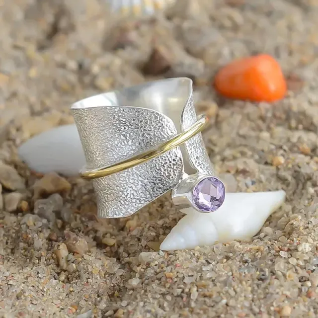 Ring Irregular Frosted Inlaid Watercolor Gem Ring Watercolor Gemstone Ring - Shop at LoveMi
