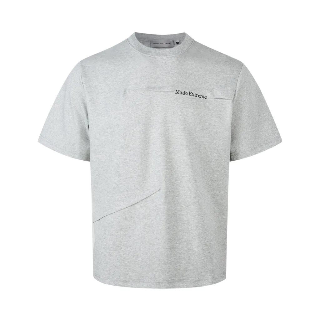 American Summer High Street Round Neck Cut Fashion Loose Casual Comfortable T-shirt - Gray