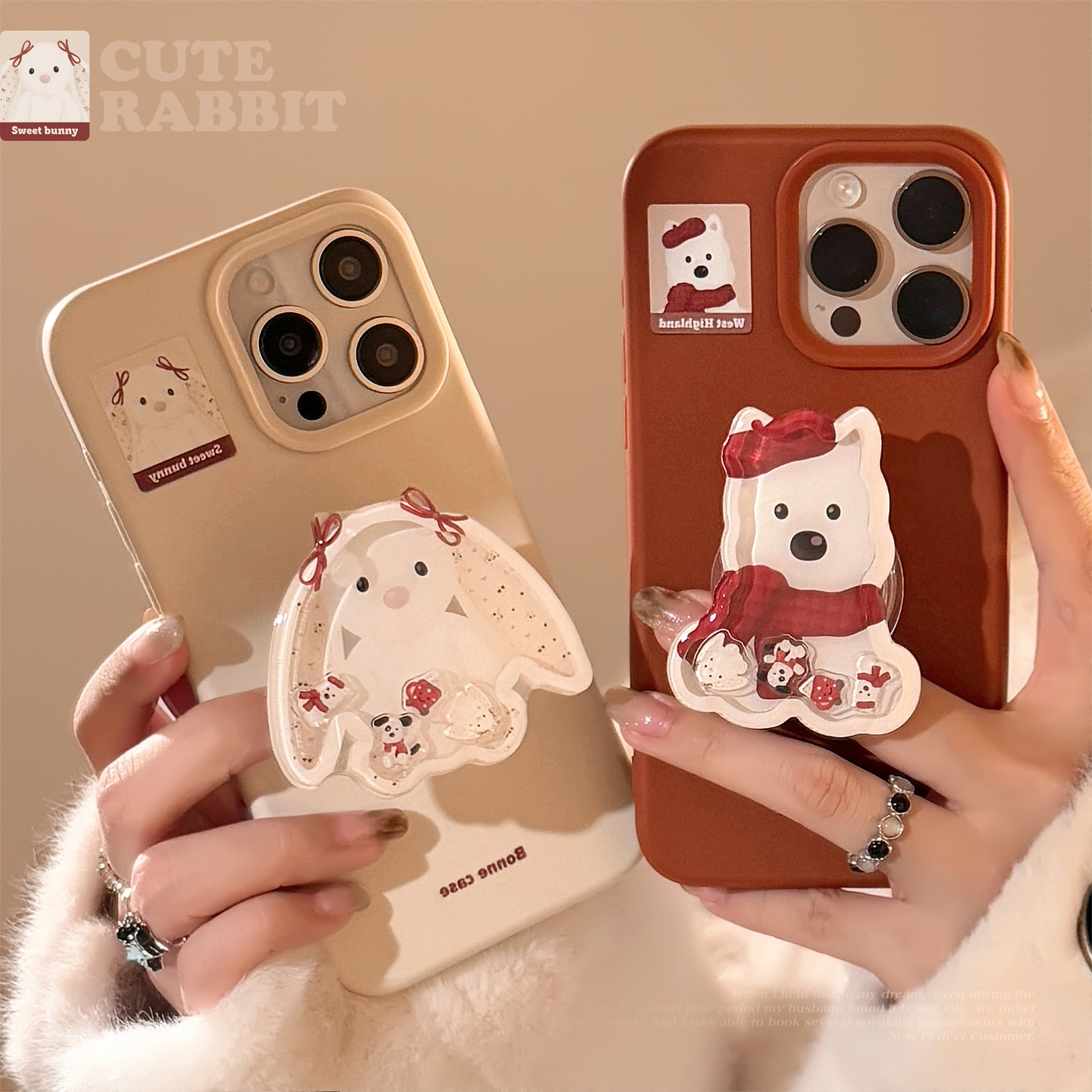 Cartoon Animal Shaker Stand Phone Case In Silicone