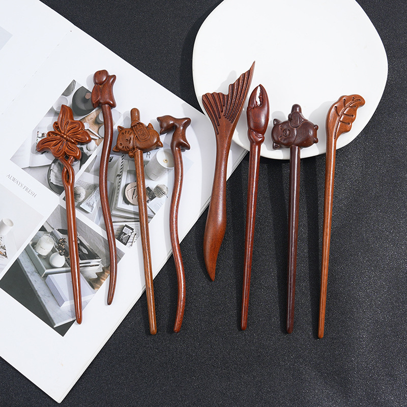 Wooden Women's Chinese Style Headdress Animal Hairpin