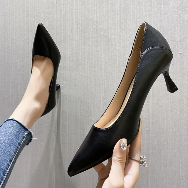 Small Size Black Professional Pointed High Heels Black - Shop at LoveMi