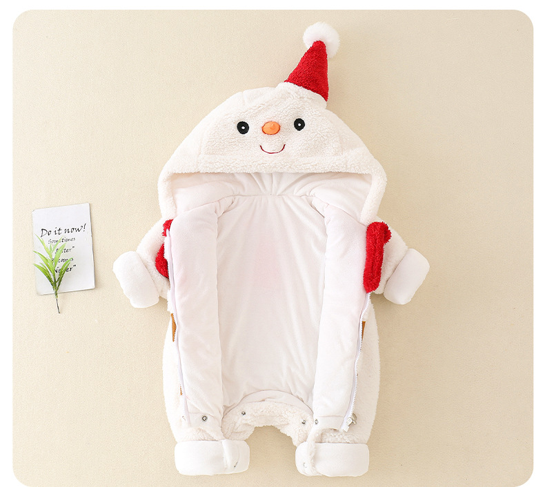 Baby Men And Women Fleece-lined Warm Jumpsuit - Image 4