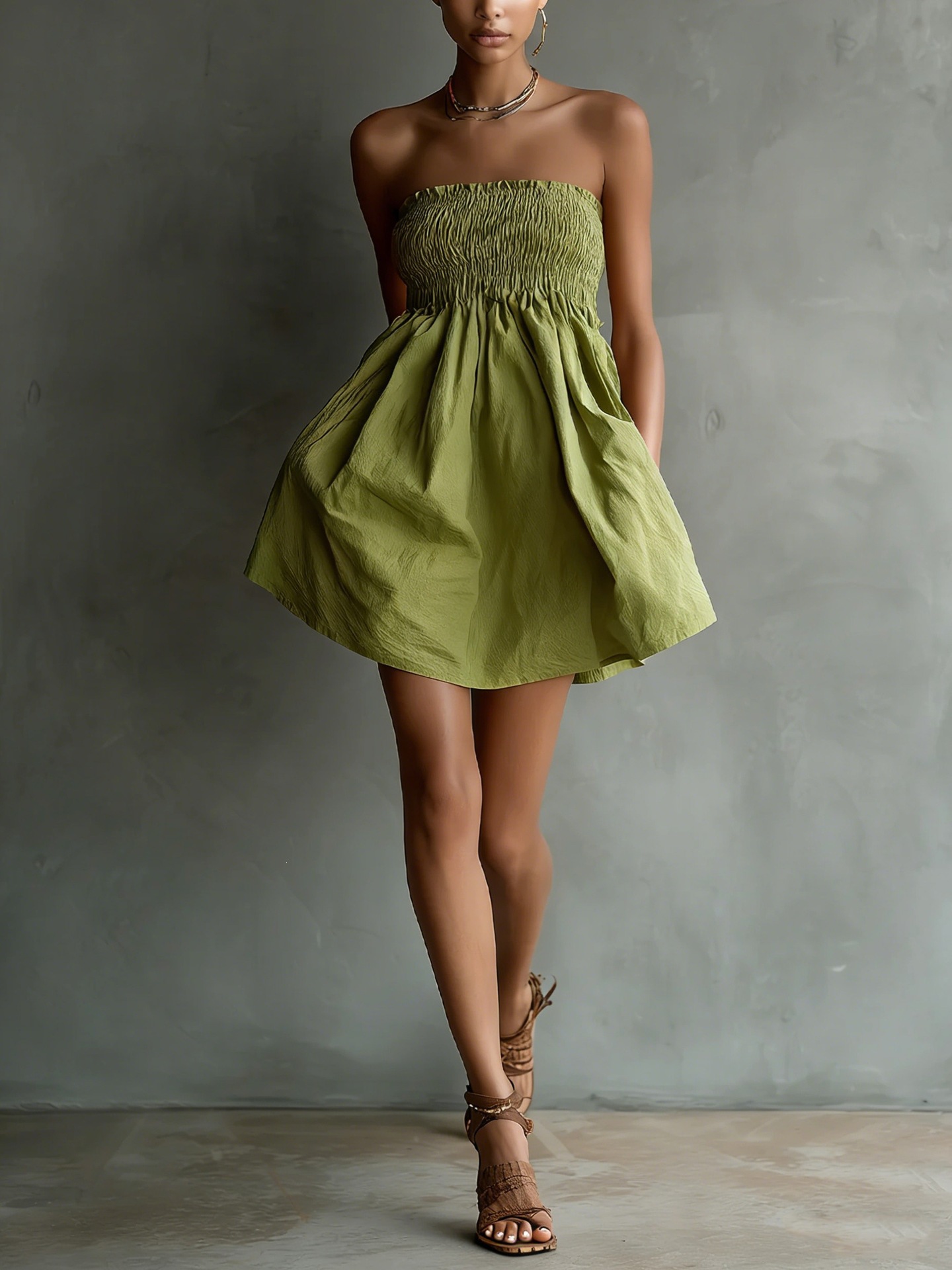 Women's Solid Tube Dress in Pink – Editorial Fashion Shot